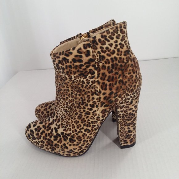 Diba Cheetah Print Fabric Platform Ankle Boots Size 6.5M - Picture 2 of 6